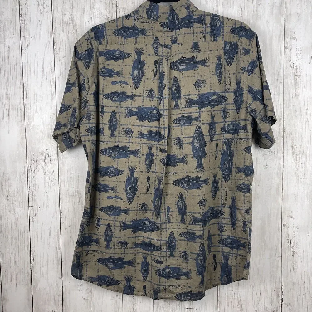 Eddie Bauer Shirt Men Medium Multi Fishing Button Down Classic Fit Outdoor‎ Camp